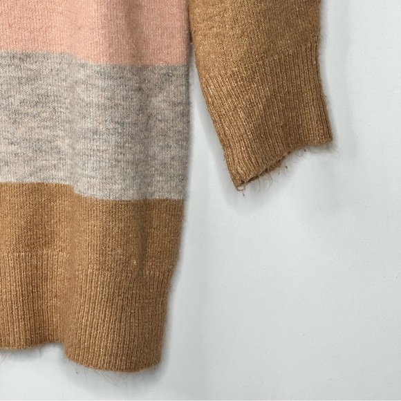 Debut Womans Striped Sweater Cowl Neck Cozy Soft Pink Grey Brown Size S/M - Picture 6 of 8